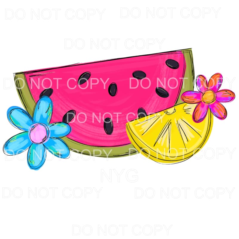 Watermelon Lemon and Flowers Sublimation transfers - Heat 