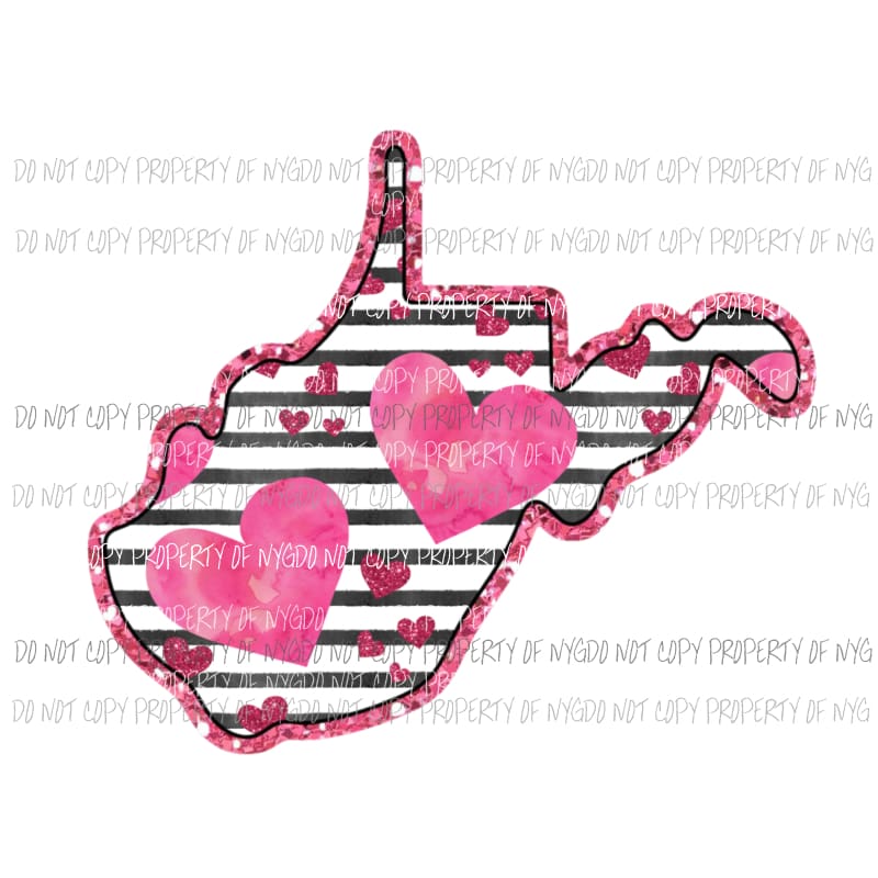 West Virginia pink hearts black stripes Sublimation transfers Heat Transfer