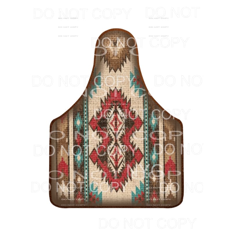 Western Aztec Print Cow Tag #2068 Sublimation transfers - 