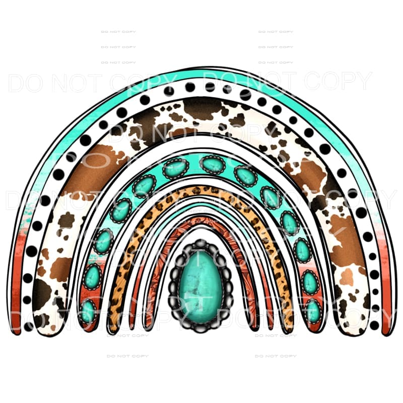 Western Rainbow Cowhide Turquoise Leopard Leather #2140 