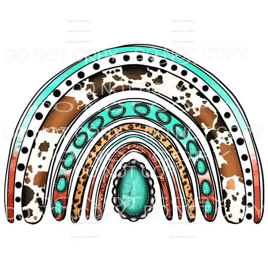 Western Rainbow Cowhide Turquoise Leopard Leather #2140 