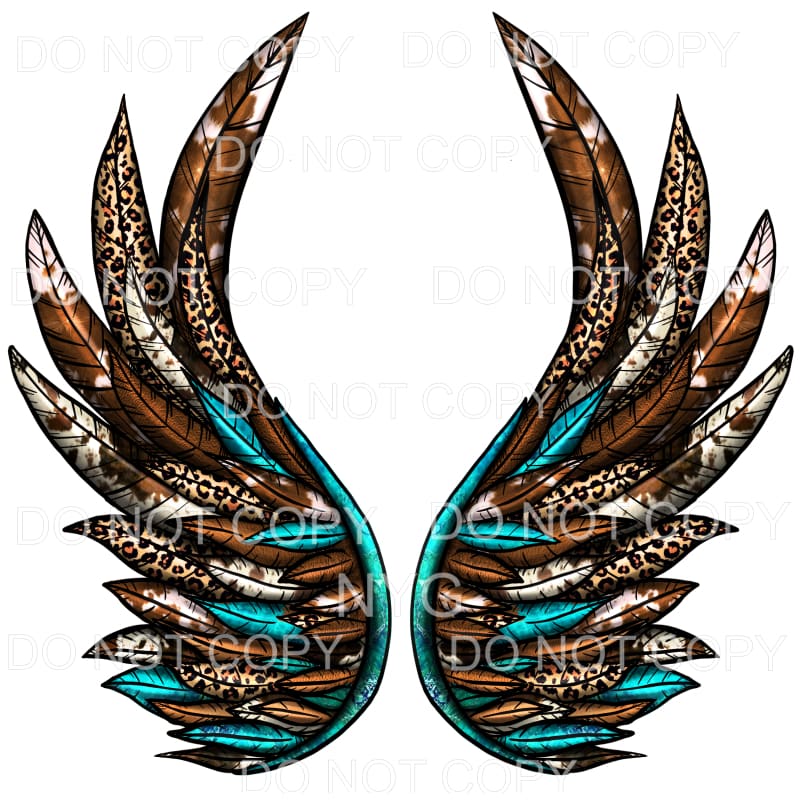 Western Wings Leopard Cowhide Turquoise Feathers #852 