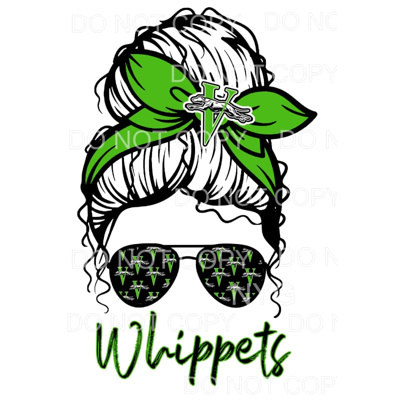 Whippets messy bun # 592 Sublimation transfers - Heat 