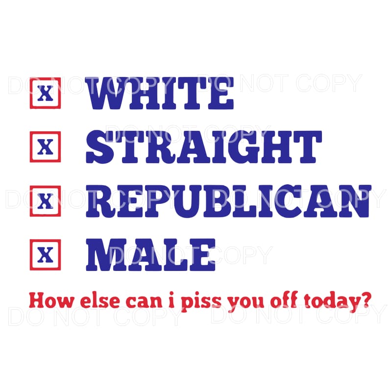 White Straight Republican Male Sublimation transfers - Heat 