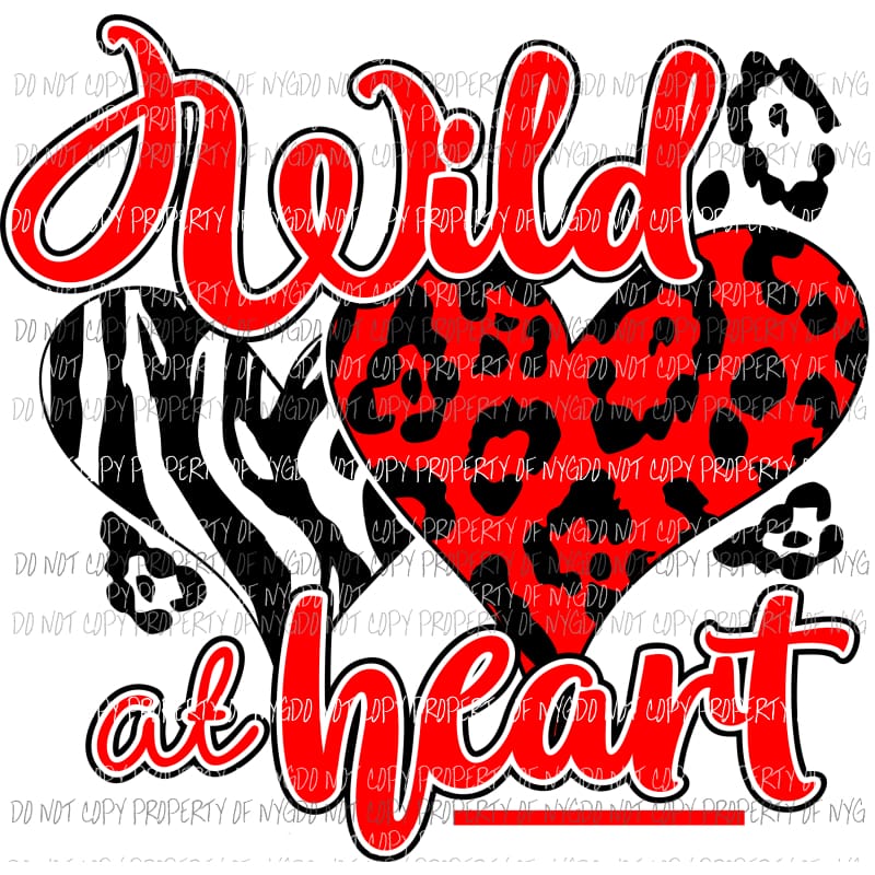 Wild At Heart red zebra leopard print Sublimation transfers Heat Transfer