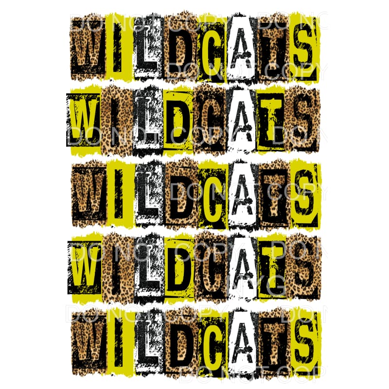 WILDCATS BLOCK GOLD AND BLACK # 488 Sublimation transfers - 