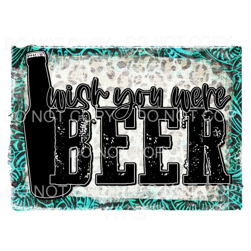 Wish You Were Beer Bottle Leopard Leather Frame Sublimation 