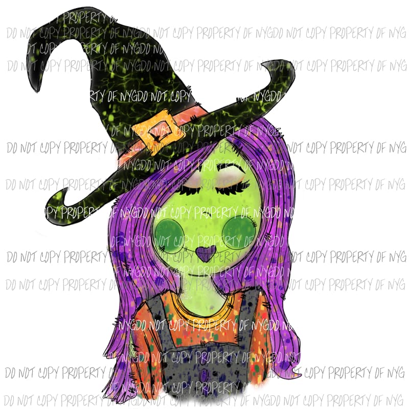 Witch Girl Sketchy Halloween Sublimation transfers Heat Transfer