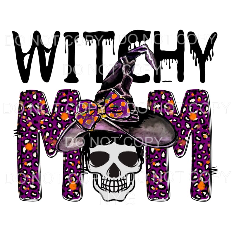 Witchy Mom Purple Orange Leopard Skull Witch Hat #499 