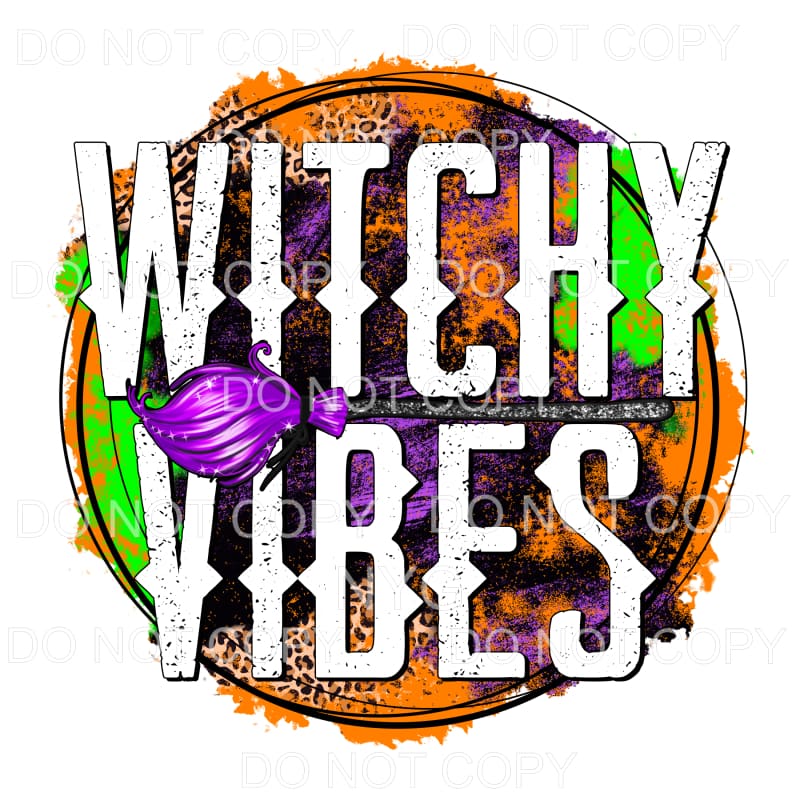 Witchy Vibes Purple Broom Leopard Orange Green Purple Grunge