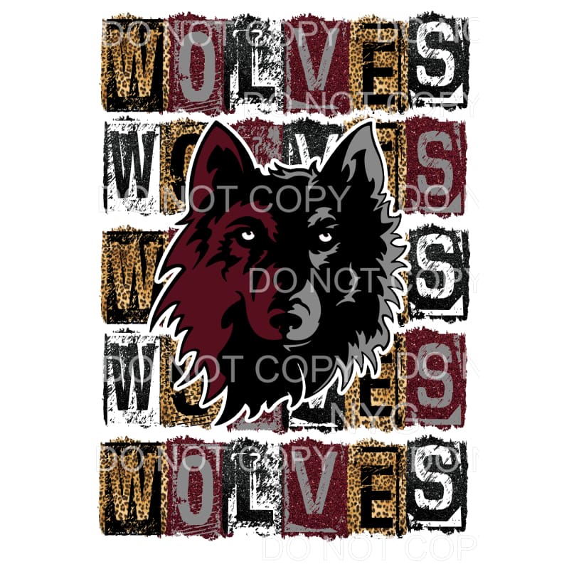 WOLVES MAROON BLACK BLOCK # 278 Sublimation transfers - Heat