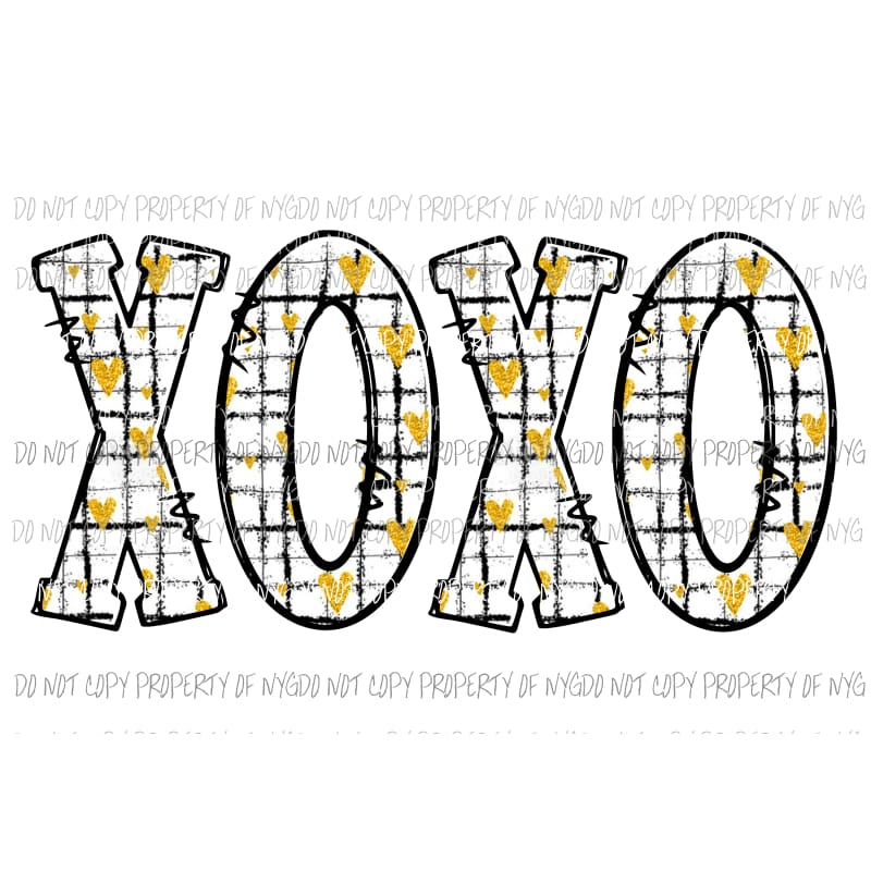 XOXO #2 hearts stripes gold black Sublimation transfers Heat Transfer