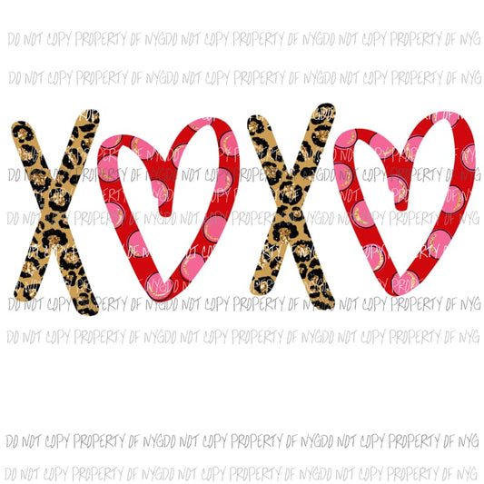 XOXO #21 red pink polka dots leopard Sublimation transfers Heat Transfer