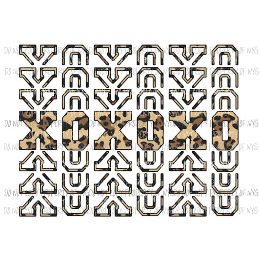 XOXOXO Leopard mirrored image Sublimation transfers Heat Transfer