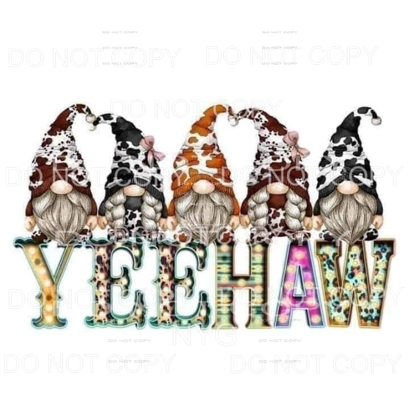 Yeehaw Gnomes Marquee Letters Cowhide #1887 Sublimation 