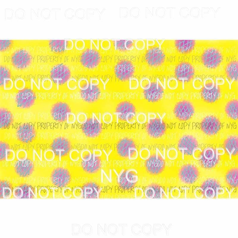 Yellow Background Purple Polka Dots Sheet Sublimation transfers 13 x 9 inches Heat Transfer