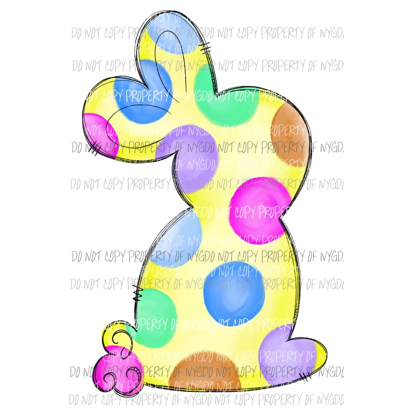 Yellow Colorful Polka Dot Bunny Sublimation transfers Heat Transfer